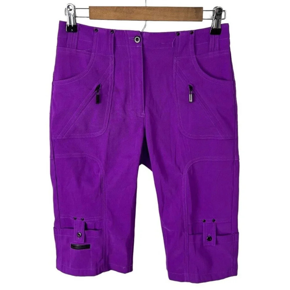 Jamie Sadock Hybrid Knee Capris Purple Size 0 Spandex Golf Pockets Women’s